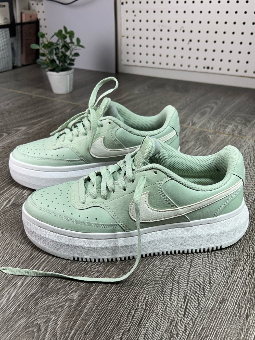 Nike Women's court vision Alta Mint Green Low-Top Platform Sneakers